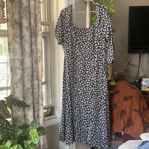 Shein Plus Floral Split Thigh Milkmaid Dress